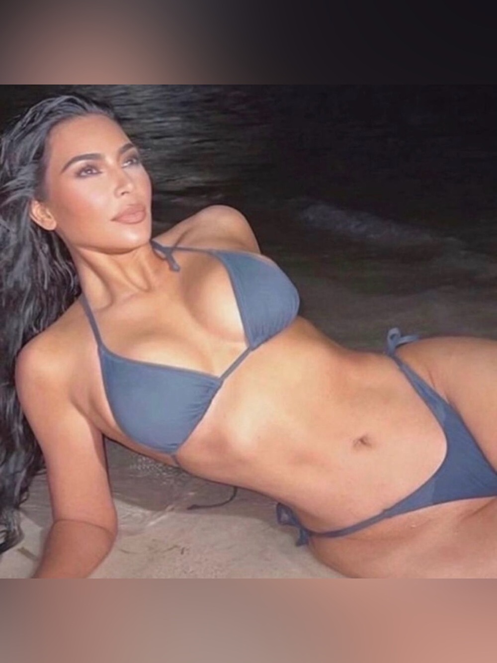 SKIMS Gunmetal Triangle Bikini Set - S - Women Swim + M Skirt
